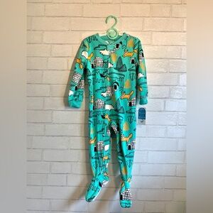 New Carters Forest Animal Fleece Footie Onesie 2 Way Zip 24 Months